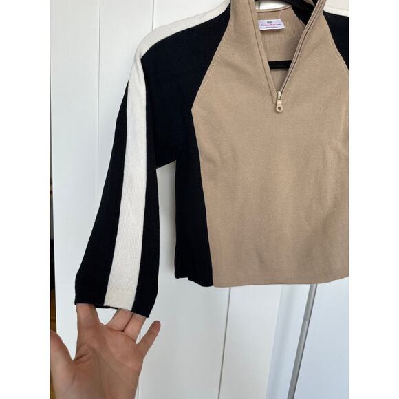 Hanna Andersson Boys 130 Tan Color Block 100% Cotton Knit 1/4 Zip Sweater. EUC - Picture 6 of 10